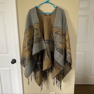 BCBGMaxAzria Fringe Hem Paisley Shrug